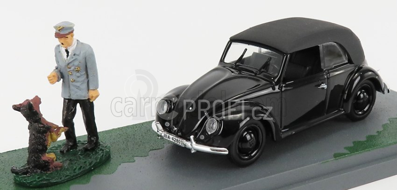 Rio-models Volkswagen Beetle Maggiolino Cabriolet Closed Nido Dell'aquila - Eagle's Nest 1938 - Hitler And Blondie Dog 1:43 Black