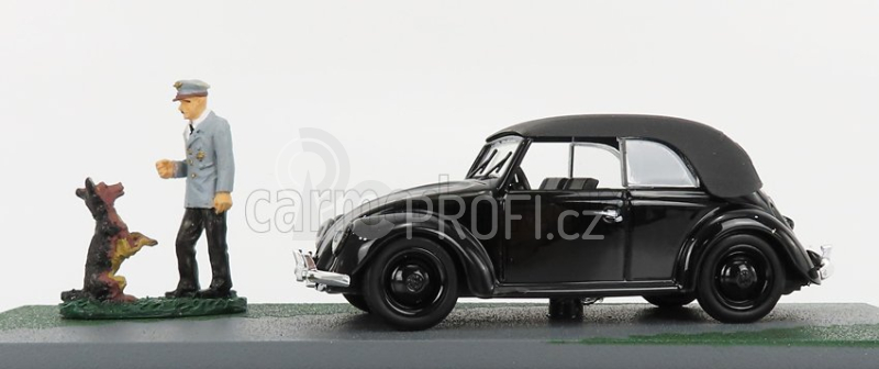 Rio-models Volkswagen Beetle Maggiolino Cabriolet Closed Nido Dell'aquila - Eagle's Nest 1938 - Hitler And Blondie Dog 1:43 Black