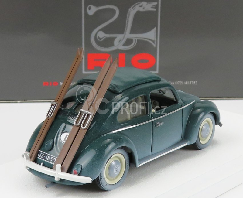 Rio-models Volkswagen Beetle Maggiolino Con Sci 1950 - Winter Vacation With Ski 1:43 Grey