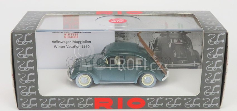 Rio-models Volkswagen Beetle Maggiolino Con Sci 1950 - Winter Vacation With Ski 1:43 Grey