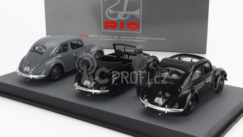 Rio-models Volkswagen Set 3x Beetle Kafer Kdf-wagens Presentation 26-may-1938 1:43 Černá Šedá