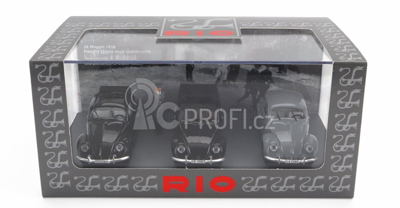 Rio-models Volkswagen Set 3x Beetle Kafer Kdf-wagens Presentation 26-may-1938 1:43 Černá Šedá