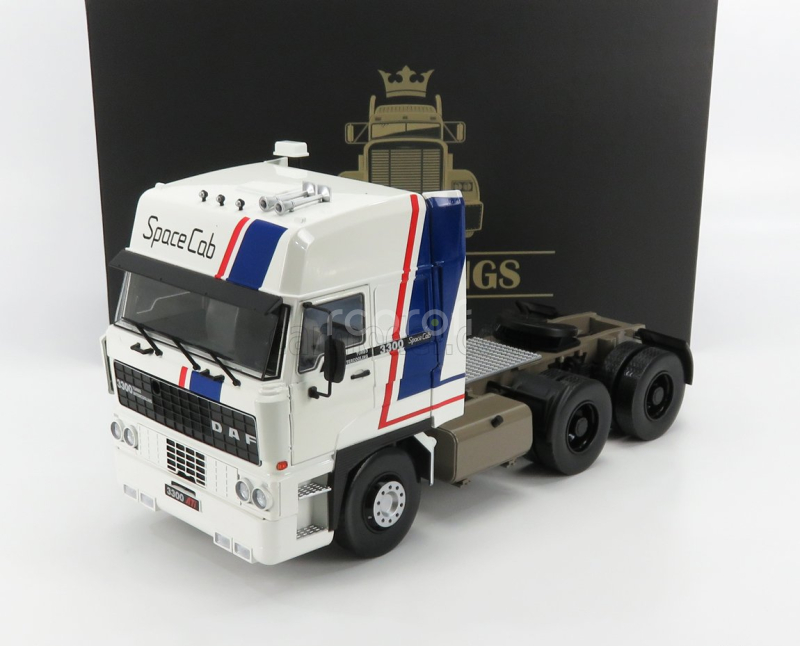 Road-kings DAF 3600 Space Cab Tractor Truck 3-assi 1982 1:18 Bílá Modrá Červená