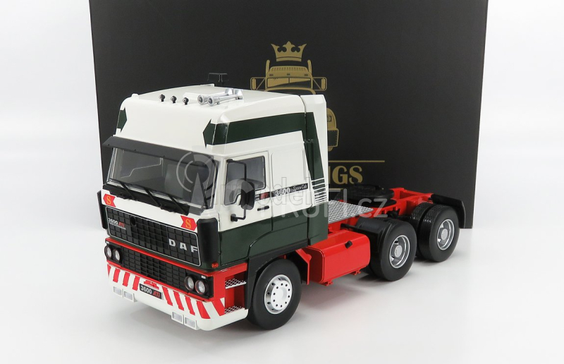 Road-kings DAF 3600 Space Cab Tractor Truck 3-assi 1986 1:18 Bílá Zelená Červená