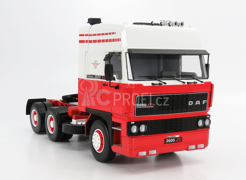 Road-kings DAF 3600 Space Cab Tractor Truck 3-assi 1986 1:18 Červená Bílá