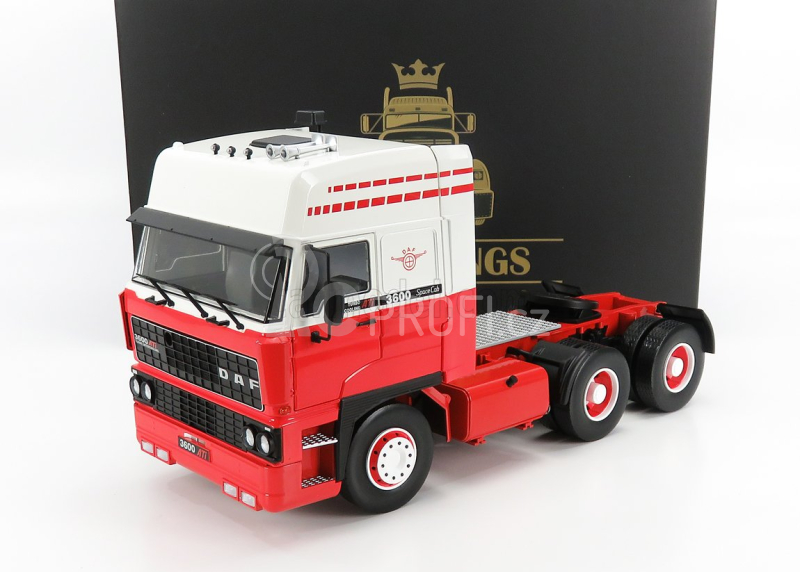 Road-kings DAF 3600 Space Cab Tractor Truck 3-assi 1986 1:18 Červená Bílá