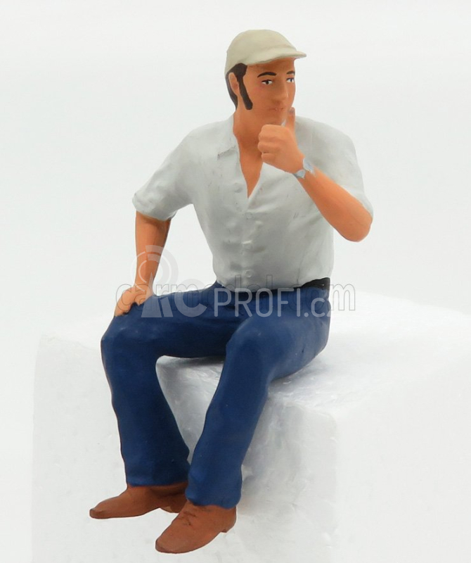 Road-kings Figures Man Trucker Franz Sitting In The Truck 1:18 Modrá Bílá