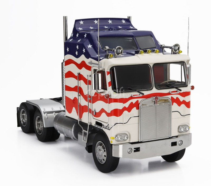 Road-kings Kenworth K100 Aerodyne Tractor Truck Stars & Stripes 3-assi 1976 1:18 Bílá Modrá Červená