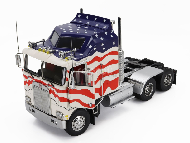 Road-kings Kenworth K100 Aerodyne Tractor Truck Stars & Stripes 3-assi 1976 1:18 Bílá Modrá Červená