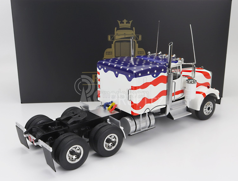 Road-kings Kenworth W900 Tractor Truck Stars & Stripes Livery 3-assi 1989 1:18 Bílá Modrá Červená