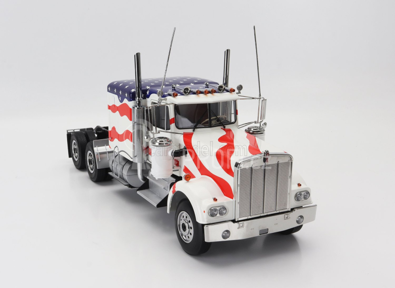Road-kings Kenworth W900 Tractor Truck Stars & Stripes Livery 3-assi 1989 1:18 Bílá Modrá Červená