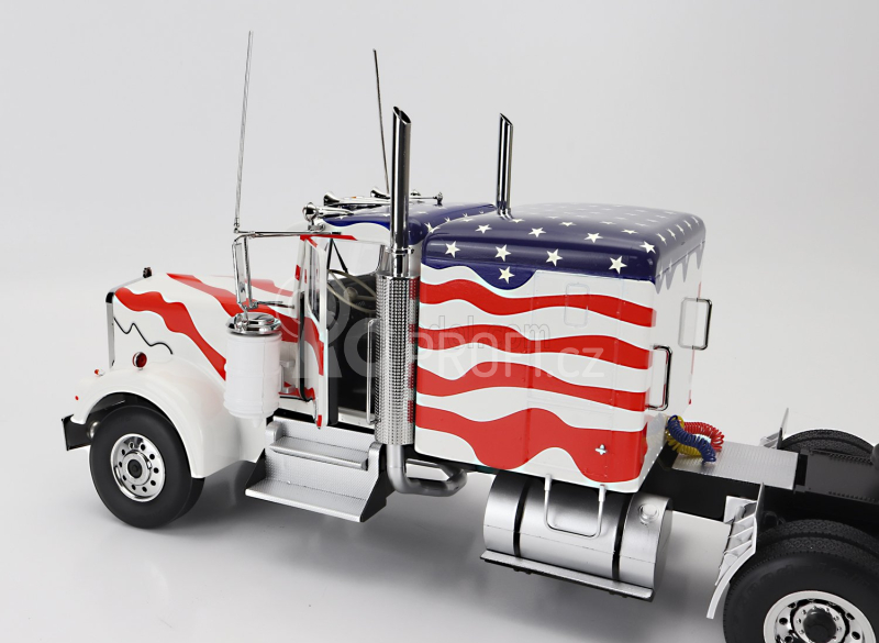 Road-kings Kenworth W900 Tractor Truck Stars & Stripes Livery 3-assi 1989 1:18 Bílá Modrá Červená