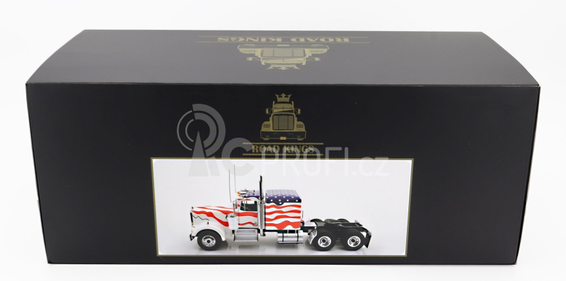 Road-kings Kenworth W900 Tractor Truck Stars & Stripes Livery 3-assi 1989 1:18 Bílá Modrá Červená