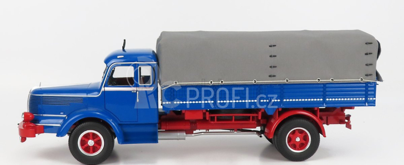 Road-kings Krupp Titan Swl80 Truck Canvas Top Telonato 2-assi 1950 1:18 Modrá Červená