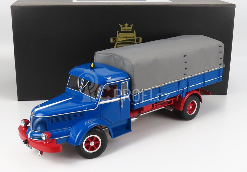 Road-kings Krupp Titan Swl80 Truck Canvas Top Telonato 2-assi 1950 1:18 Modrá Červená
