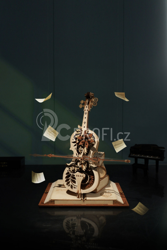 RoboTime 3D dřevěné mechanické puzzle Kouzelné violoncello - poškozený obal