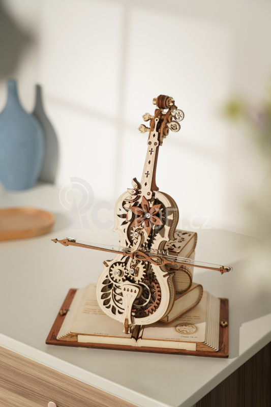 RoboTime 3D dřevěné mechanické puzzle Kouzelné violoncello - poškozený obal