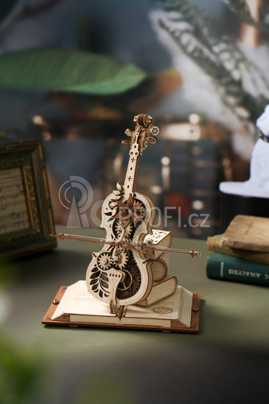 RoboTime 3D dřevěné mechanické puzzle Kouzelné violoncello - poškozený obal