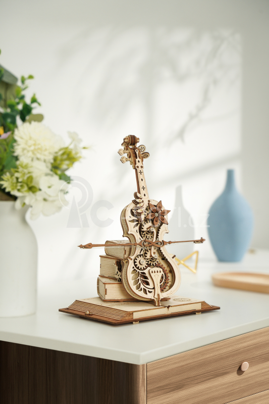 RoboTime 3D dřevěné mechanické puzzle Kouzelné violoncello - poškozený obal