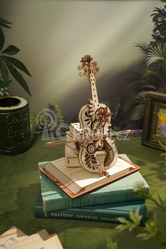 RoboTime 3D dřevěné mechanické puzzle Kouzelné violoncello - poškozený obal