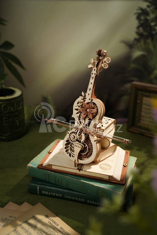RoboTime 3D dřevěné mechanické puzzle Kouzelné violoncello - poškozený obal