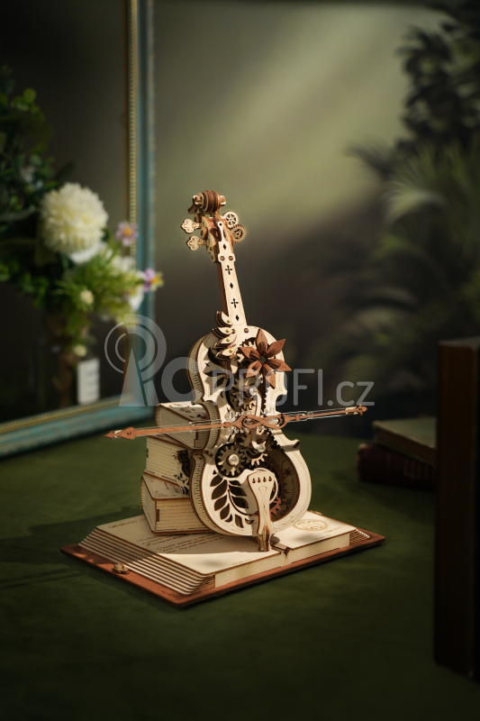 RoboTime 3D dřevěné mechanické puzzle Kouzelné violoncello - poškozený obal