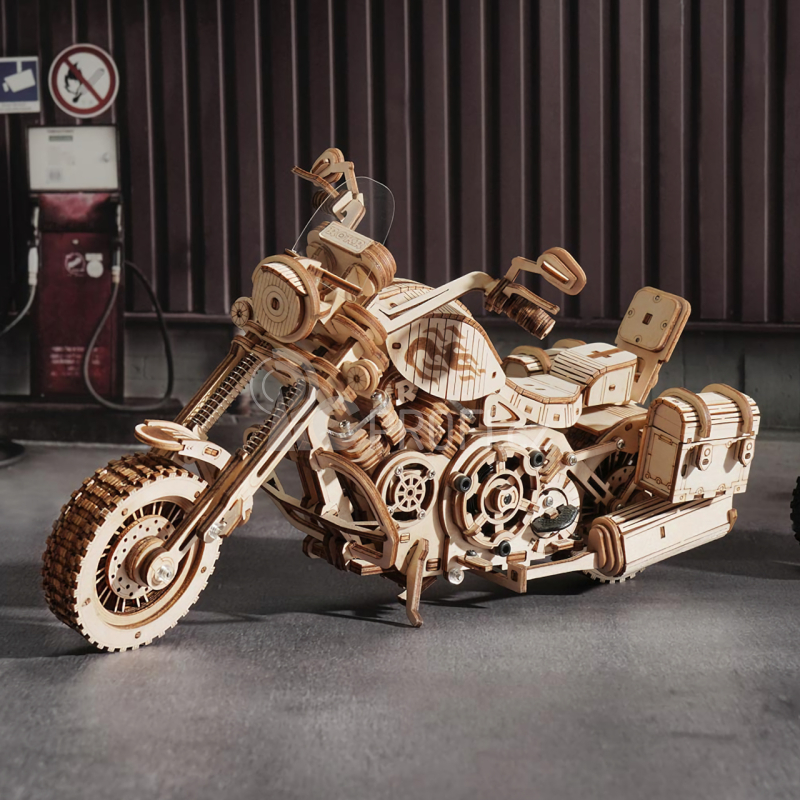 RoboTime 3D dřevěné mechanické puzzle Motorka (cruiser)
