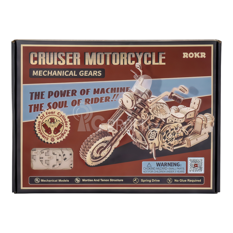 RoboTime 3D dřevěné mechanické puzzle Motorka (cruiser)