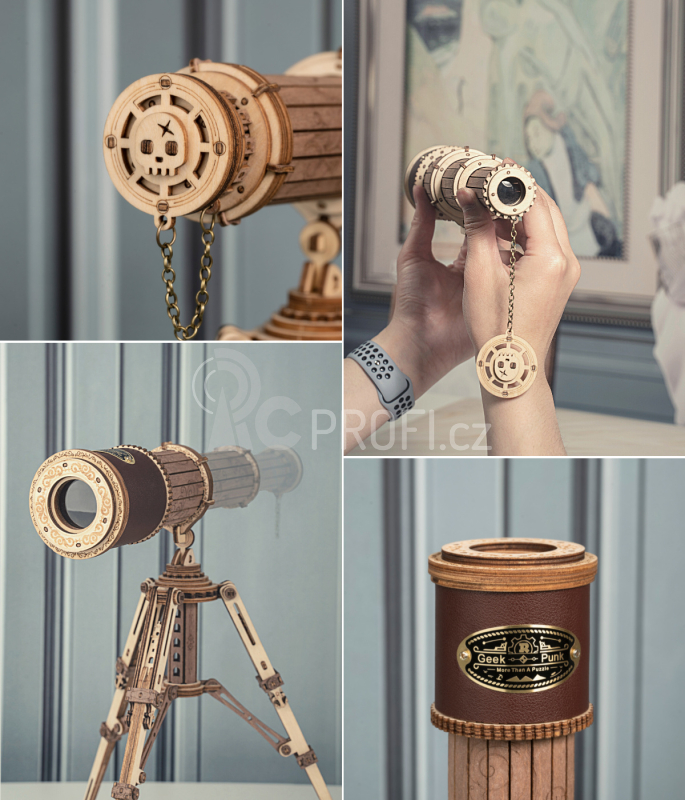 RoboTime 3D dřevěné mechanické puzzle Pirátský dalekohled