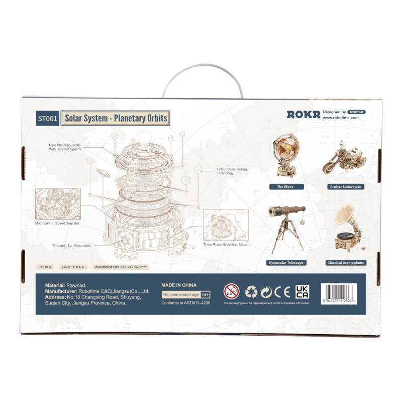 RoboTime 3D dřevěné mechanické puzzle Planetárium