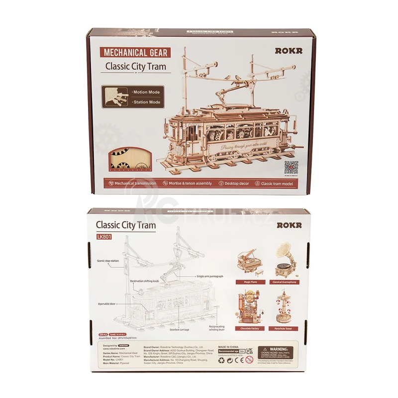 RoboTime 3D dřevěné mechanické puzzle Tramvaj