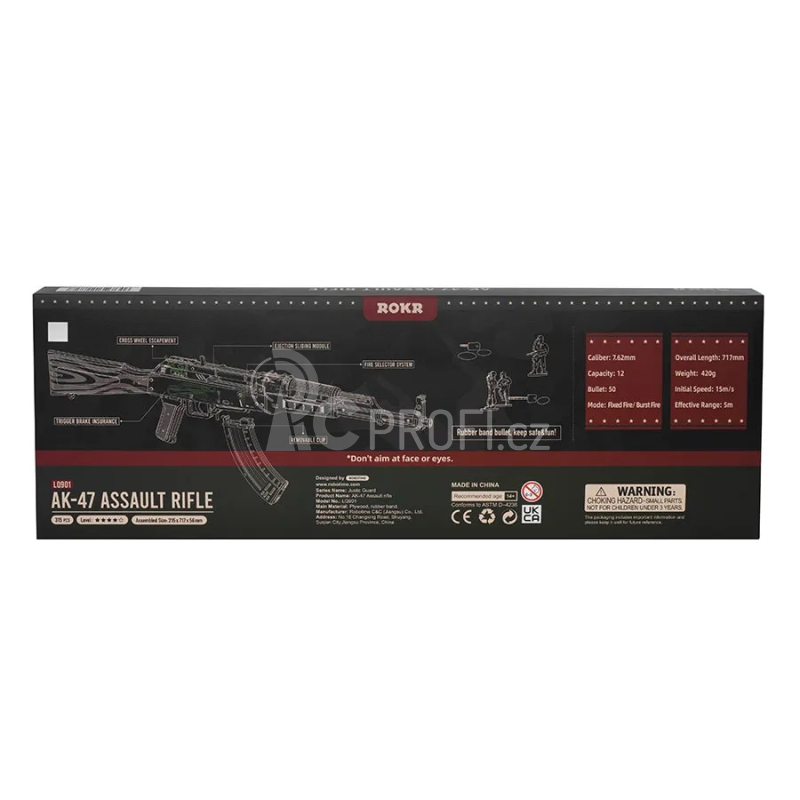 RoboTime 3D Dřevěné mechanické puzzle Útočná puška AK-47