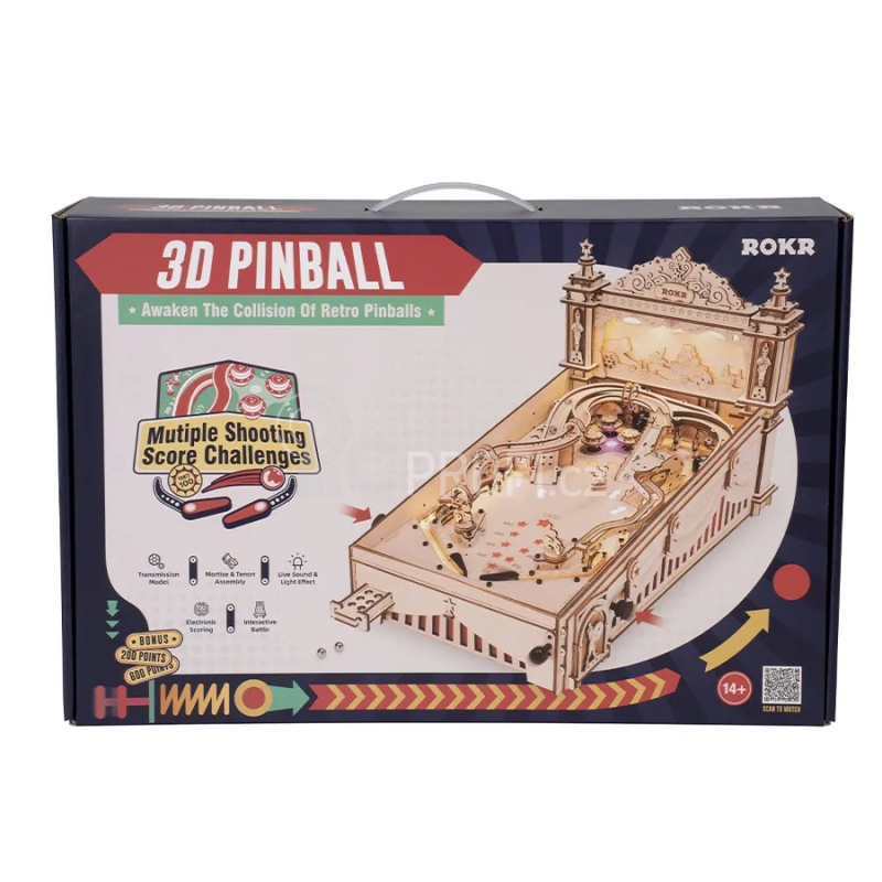 RoboTime 3D Dřevěné puzzle Hrací automat - Pinball Machine
