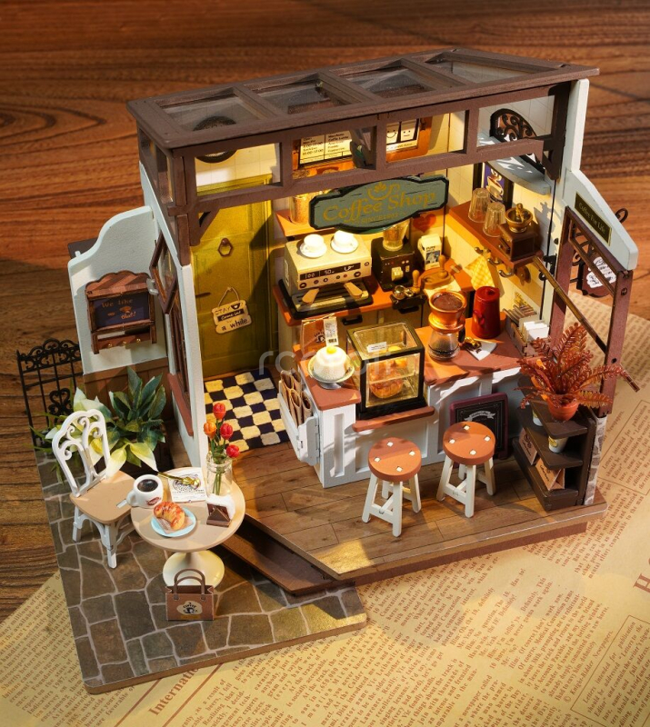 RoboTime 3D Dřevěné puzzle Kavárna č. 17 - poškozený obal
