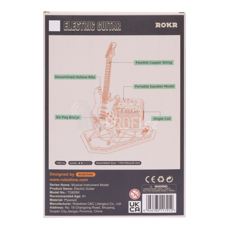 RoboTime dřevěné 3D puzzle Elektrická kytara
