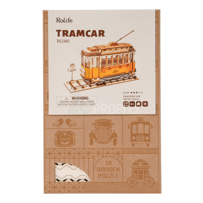 RoboTime dřevěné 3D puzzle Historická tramvaj