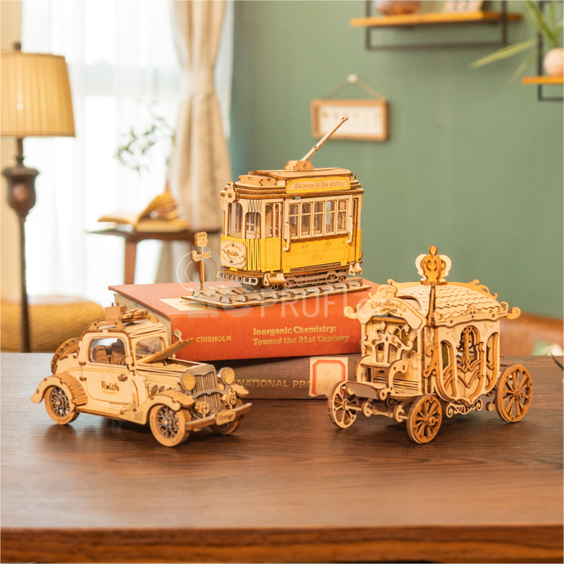 RoboTime dřevěné 3D puzzle Historická tramvaj