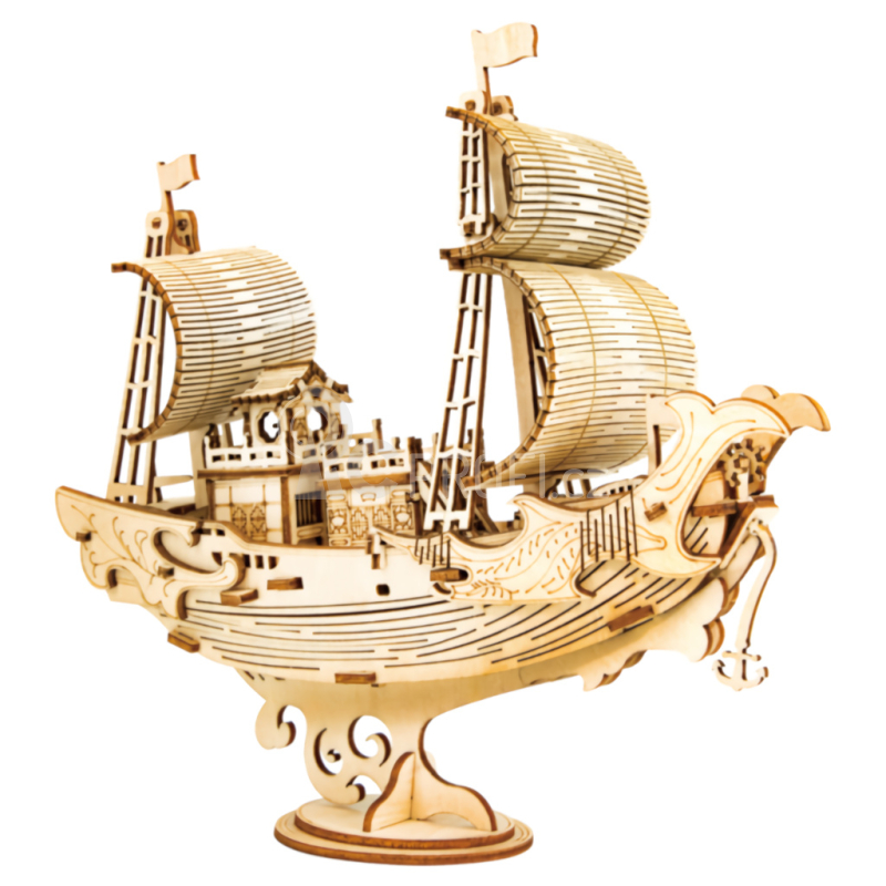 RoboTime dřevěné 3D puzzle Japonská plachetnice