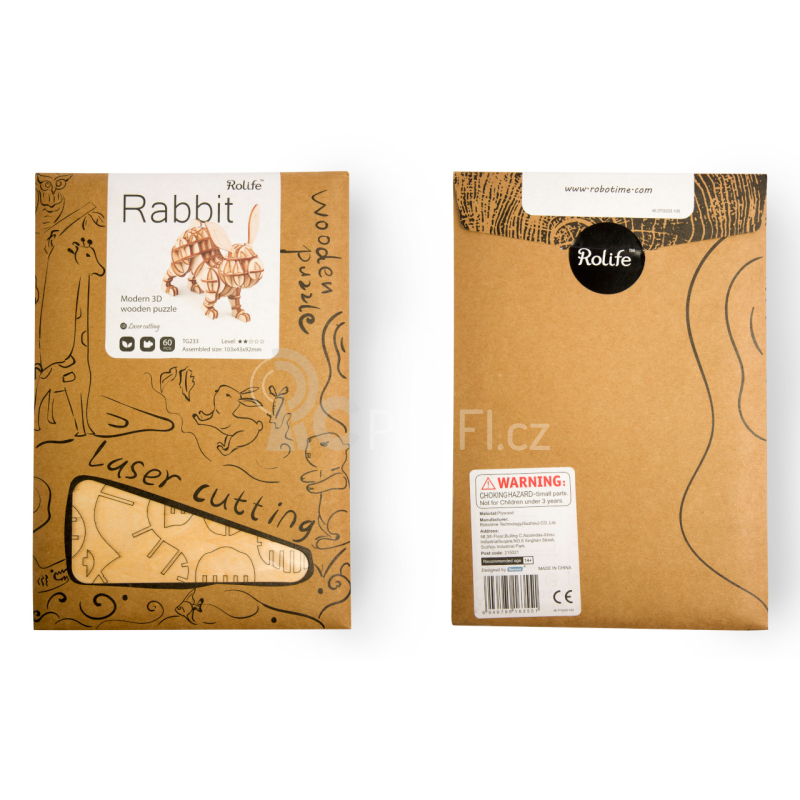 RoboTime dřevěné 3D puzzle Králík