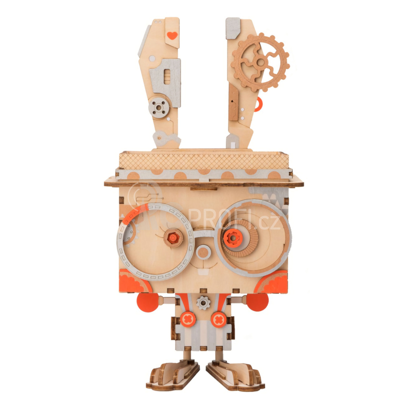 RoboTime dřevěné 3D puzzle Květináč králíček