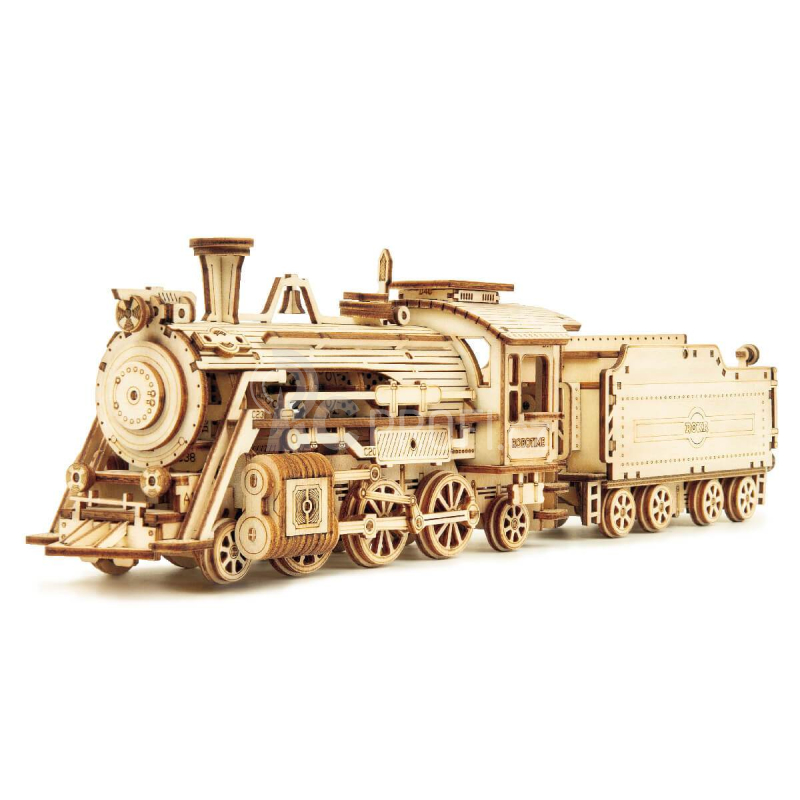 RoboTime dřevěné 3D puzzle Parní lokomotiva