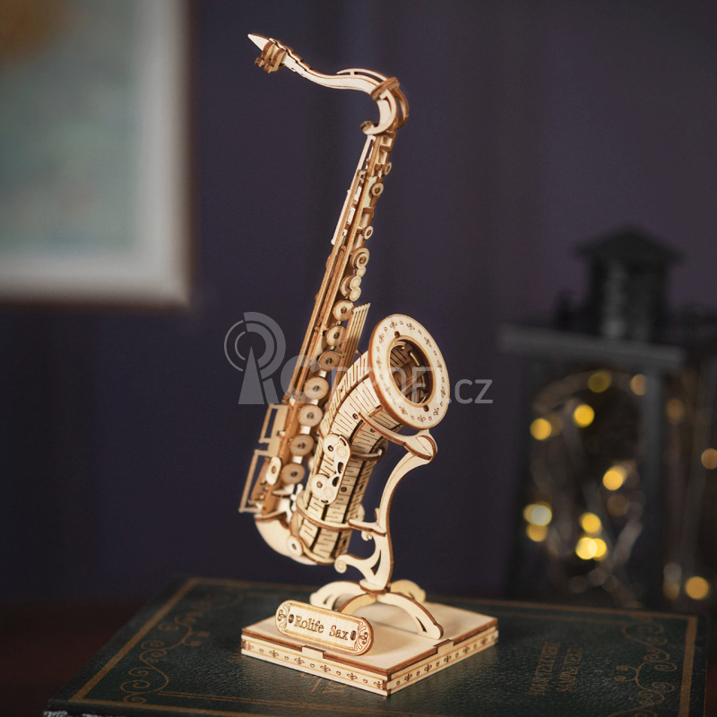 RoboTime dřevěné 3D puzzle Saxofon