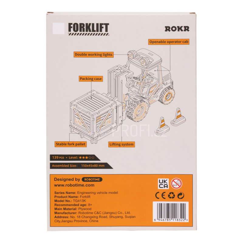RoboTime dřevěné 3D puzzle Vysokozdvižný vozík