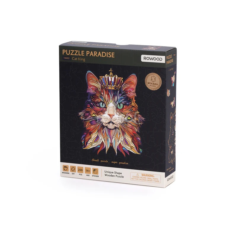 RoboTime Dřevěné puzzle Kočičí král