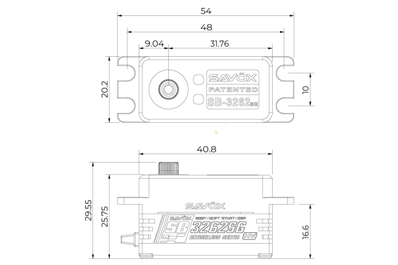 SB-3262SG BRUSHLESS HiVolt Digitální servo - LOW PROFILE/WATERPROOF (35kg-0,065s/60°)