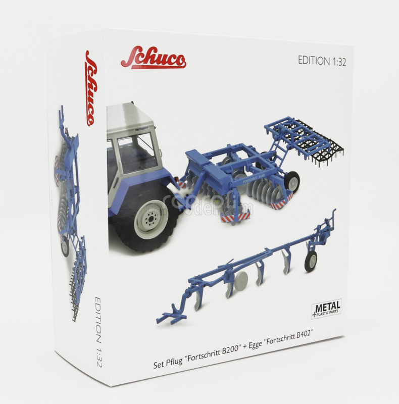 Schuco Accessories Plow Harrow Fortschritt B402 1:32 Fialově Zelená