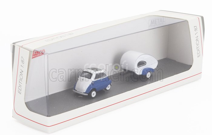 Schuco BMW Isetta With Caravan 1955 1:87 Modrá Bílá