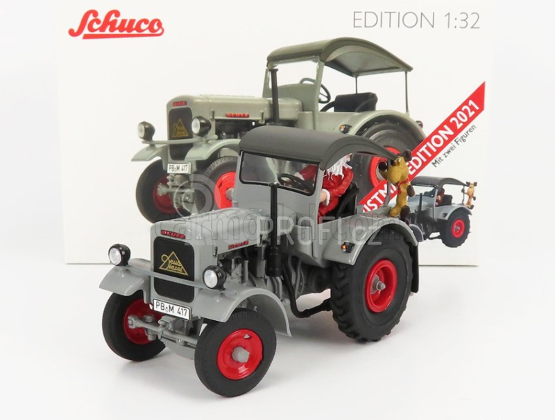 Schuco Deutz F3 M417 Tractor 1954 - Christmas Edition 2021 - Con Babbo Natale - With Figure Santa Claus 1:32 Světle Šedá
