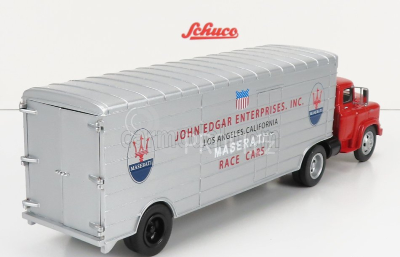 Schuco GMC Truck Team John Edgar Enterprises Inc. Maserati Car Transporter 1:43 Červená Stříbrná