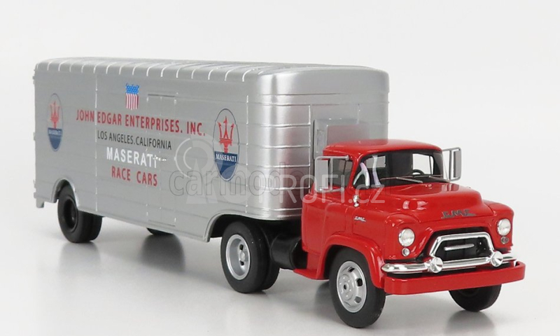 Schuco GMC Truck Team John Edgar Enterprises Inc. Maserati Car Transporter 1:43 Červená Stříbrná